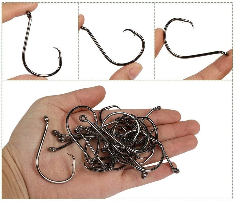 DAMIDEL 200Pcs/Box(Size:10/0... to...1/0 Strong Octopus Fishing Hooks, Forged Steel/Barded Design, Off-Set Point/Closed Eye, Strong/Sturdy, 10/0 8/0 6/0 5/0 4/0 3/0 2/0 1/0 Mixed Packaging - Image 3